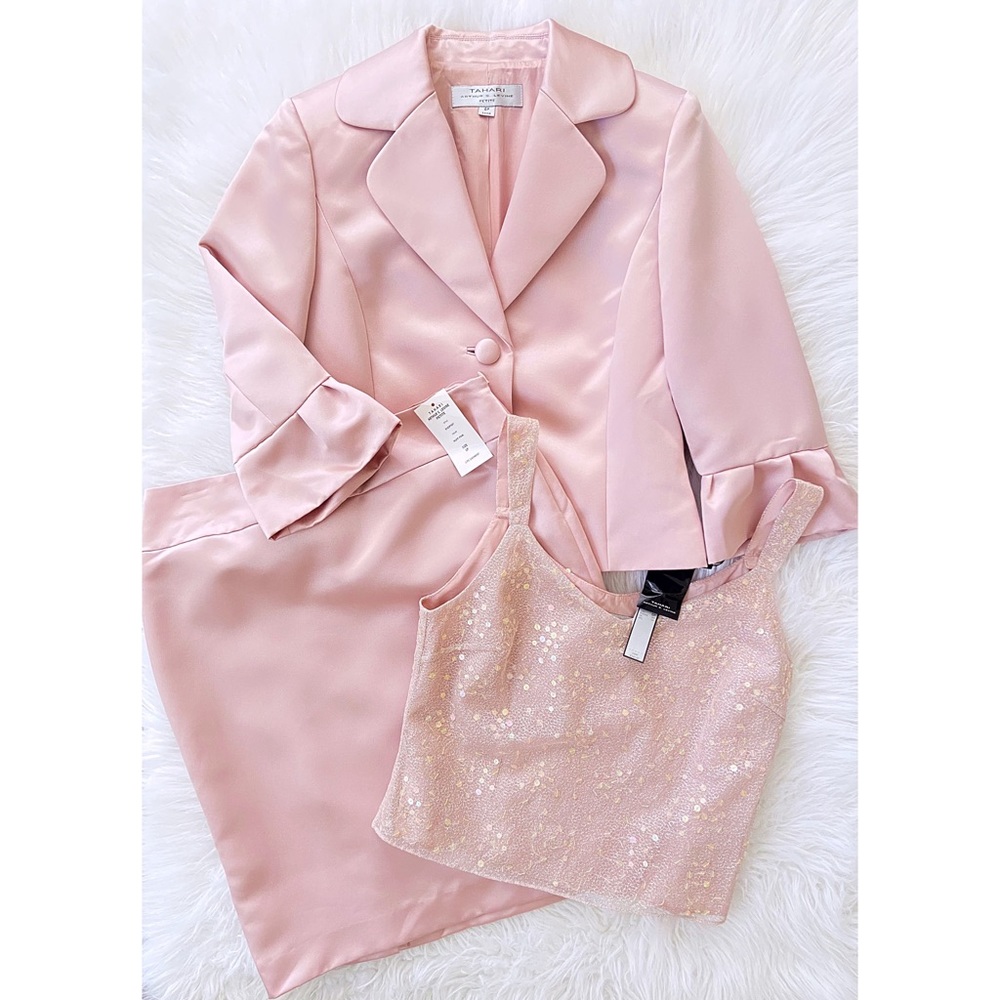 Tahari ASL Pink Skirt Mother of the Bride Suit 6P